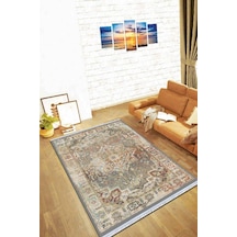 Toprak Klasik Göbekli Dokuma Pamuk Taban Kaymaz Kilim Klm096n11