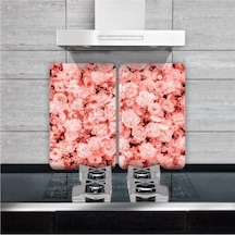 Dekoratif Cam Ocak Koruyucu ve Kesim Tahtası Çoklu Güller 60Cm X