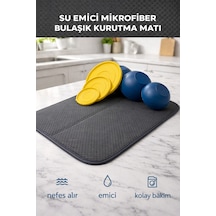 Su Emici Mikrofiber Bulaşık Kurutma Matı Tezgah Üstü Kaymaz, Yıkanabilir Kurulama Altlığı Silikon Diğer