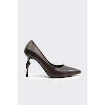 Derinet Jade Topuklu Stiletto Kahve Croco Kahve Croco