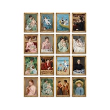 Mary Cassatt Tabloları 16'lı Sticker Seti Laptop Defter Planlayıcı Etiketi Çok Renkli