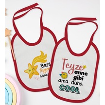 BK Kids Teyze Tasarımlı 2’li Kırmızı Mama Önlüğü-1 Kırmızı