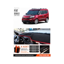 Fiat Doblo Tam Kapalı 2015-2023 Uyumlu Torpido Örtüsü - Siyah Kırmızı