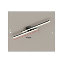 Modern Tavan Koridor Aydınlatması Çubuk Led Siyah Günışığı Lineer Avize Armatür Ikili 30 Cm 2x30cm