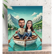 Bk Gift Kişiye Özel Teknede Oturan Çift Karikatürlü Kanvas Tablo-1 15x20 , Sevgiliye Hediye, Sevgililer Günü Hediyesi Kobitmeyencom33758 Bk Gift