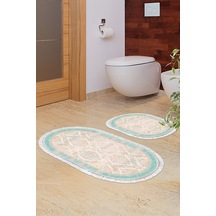 Eko Trend Djt 2 Li Yıkanabilir Kaymaz Taban Oval Banyo Paspas Klozet Takımı 1376 Klasik Turkuaz