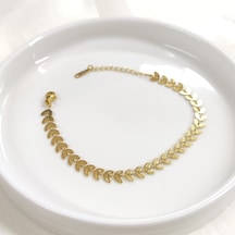 Yaprak Desen Çelik Bileklik 17 Cm + 3 Cm Beyaz