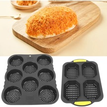 Shineyee Silikon Fırın Kalıbı Seti: 4 Lü Baguette Ve 8 Lü Hamburger Formu - Isı Dayanıklı, Kuru Dış Yumuşak İç, Kolay Temizleme Diğer