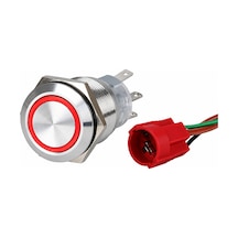 Labarka Kırmızı LED'li Krom Buton (On)-Off 19 mm 15A 12/24V