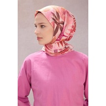 Belli Tivil Saf İpek Eşarp 4225 - 03 Pembe Çiçek Desen Pembe