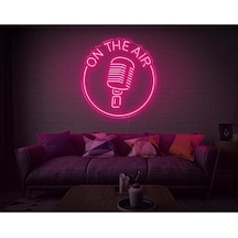On The Aır Yazılı Mikrofon Figürlü Neon Tabela Pembe
