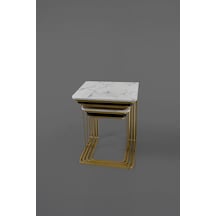 Tekerleksiz - Vegas Zigon Sehpa 4 Lü - Gold - Kombin Mermer