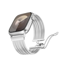 Kilifone - İos Watch 7 41mm Uyumlu - Kordon Metal Hasır Kordon - Krd-137 - Gümüş - T36783