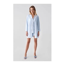 Angbutik Freshness 324 Kadın 4'lü Sabahlıklı Şorlu Pijama Takımı mavi