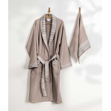 Limira 2'li Set Vizon Pamuk 1 Bornoz L-xl 1 Çeyiz Havlu 50x90 2233 Vizon