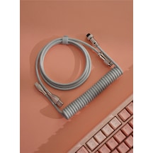 Mekanik Klavyeler İle Uyumlu Coiled Cable- Örgülü Sarmal Type-c Klavye Kablosu