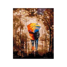 Sonbaharda Yürüyüş Sayılarla Boyama Seti - Çerçeveli, 40x50cm
