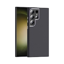Zore Galaxy S23 Ultra Kılıf M-safe Şarj Özellikli Karbon Fiber Görünümlü Ogaa Gros Kapak - Siyah