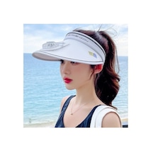 Worryfreeshopping Kadın Usb Şarj Fanı Güneş Koruması Geniş Kenarlı Ayarlanabilir Güneş Şapkası Nm6637-beyaz - Gümüş