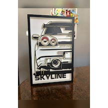 Zeroxo Skyline R34 Spor Araba 3d Çerçeveli Duvar Panosu 25x16 Cm