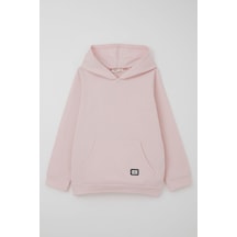 Breeze Kız Çocuk Sweatshirt Kanguru Cepli Armalı 4-8 Yaş, Pembe Pembe