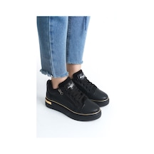 Dına Bağcıklı Fermuarlı Ortopedik Taban Kadın Sneaker Spor Ayakkabı Cst - Siyah/altın Siyah/altın Dına Bağcıklı Fermuarlı Ortopedik Taban Kadın Sneaker Spor Ayakkabı Cst - Siyah/altın Siyah/altın