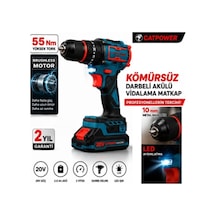 Catpower 1050 Kömürsüz Darbeli Şarjlı Matkap Vidalama 20v 2.0ah 55 Nm Brushless Çift Akülü 70 Parça