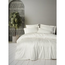 Cotton Box Nakışlı Saten Çift Kişilik Nevresim Takımı Luxe Ekru