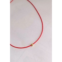 Dorika Boncuklu Kırmızı İp Kolye Choker Kırmızı