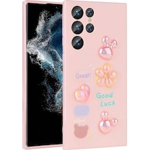 More Tr Galaxy S23 Ultra Uyumlu Kabartma Figürlü Parlak Mtr Toys Silikon Kılıf-pembe