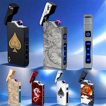 Willowhaven Usb Şarjlı Çift Ark Plazma Çakmak - Gri Altın Ejderha, Aa/uyumlu Gri