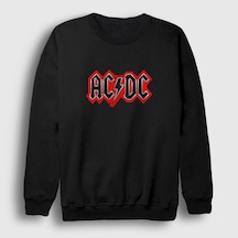 Presmono Unisex Red Black Ac/dc Sweatshirt Siyah