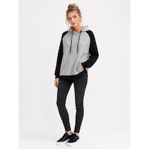 Neden Tekstil Kadın Kapüşonlu Regular Fit Sweatshirt Siyah Gri