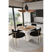 Avvio Arona Beyaz Lake Mdf Ayak 90x90 Yemek Masası Mutfak Masası 4 Kişilik Masa Takımı Teddy Sandalye Akça Avvio9883