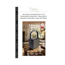 Dinleme Hediyelik Ev İçin Bluetooth Hoparlör Taşınabilir Speaker Wooden Case X2 Mavi