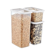 Skali Esnek Kapaklı 24 Lü Set Dikdörtgen Erzak Bakliyat Saklama Kabı Beyaz 8'er Adet 1210 Ml, 2350 Ml, 3500 Ml Çok Renkli