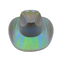 Beyaz Neon Hologramlı Kovboy Şapka 32x39x14 Cm