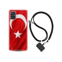 Samsung Samsung Galaxy Uyumlu A71 Kılıf Desenli Silikon Boyun Askılı Şanlı Türk Bayrağı 4 1401