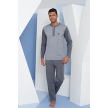Kly Erkek Uzun Kol Midi Yaka Antrasit Pijama Takımı C9t2n5o7 001