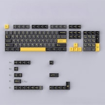 Gri Ve Sarı Mekanik Klavye Tuş Başlıkları Keycaps, Pbt Küçük Komple Set, Çift Renkli