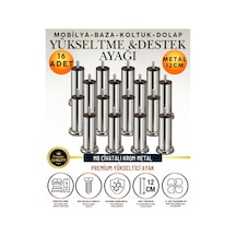 16 Adet 12 Cm M8 Vidalı Metal Krom Ayak Mobilya Ayağı Baza Ayağı Kanepe Ayağı Koltuk Ayağı Yatak Ayağı Yükseltme Ayağı Dolap Ayak Sehpa Sandık Ayakları Değişim Destek Ayağı Yükseltici Aparat Şifonyer Gümüş Gümüş