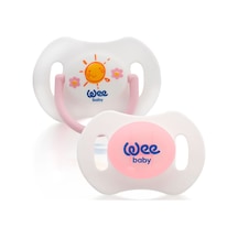 Wee Baby 2'li Gece Gündüz Damaklı Silikon Emzik 0-6 Ay (Saklama Kabı Hediyeli) Pembe