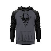 Skull Black Kuru Kafa Gri Renk Reglan Kol Sweatshirt