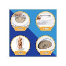 Kedi Tuvalet Eğitim Seti, Kedi Klozet Aparatı İle Pratik Eğitim Çözümü Açık Bej