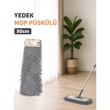 50 Cm Yedek Mop Püskülü Şönil Mikrofiber Makarna Mop Bezi Islak Kuru Kullanım Uyumlu Vıchy-7036