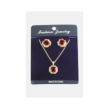 Kare Zirkon Taşlı Set Kolye Çok Renkli 10426989