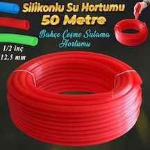 Bahçe Çeşme Su Hortumu İç Çap 1/2 Naturel Silikonlu Sulama Araç Yıkama Hortum 50 Metre