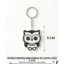 Sevimli Baykuş Anahtarlık & Çanta Süsü Beyaz - Siyah