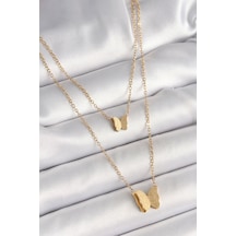 316l Çelik Gold Renk 2&amp 39li Simli Model Kadın Kolye - Özel Seri Bzsurn010117 altın