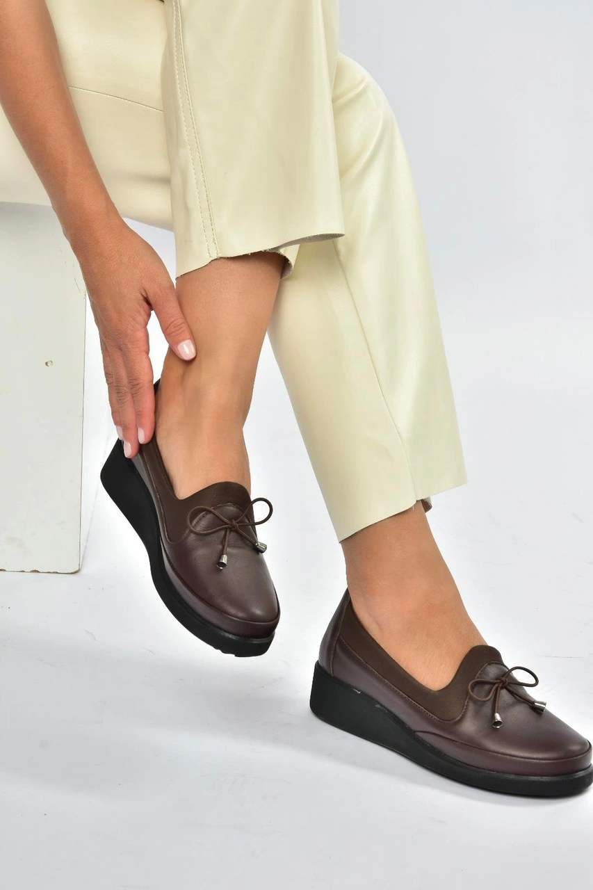 Fox Shoes V555075003 Kahverengi Hakiki Deri Comfort Ortopedik Taban Kadın Ayakkabı Kahverengi-hakiki Deri